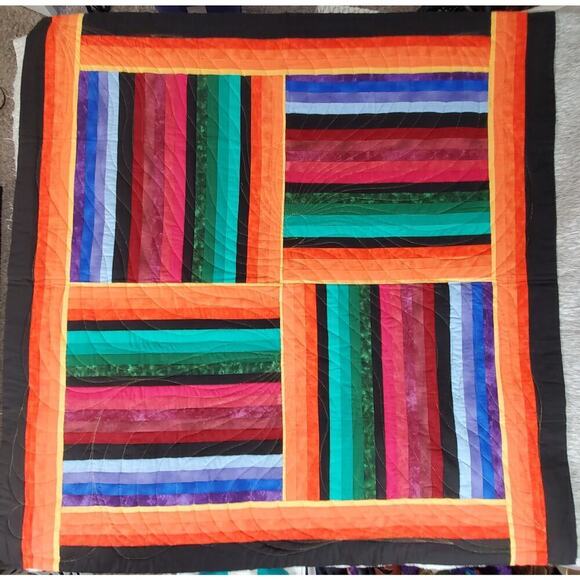 Handmade Other - Colorful 53" x 54" Quilted Art Wall Hanging signed by Artist - Fiesta